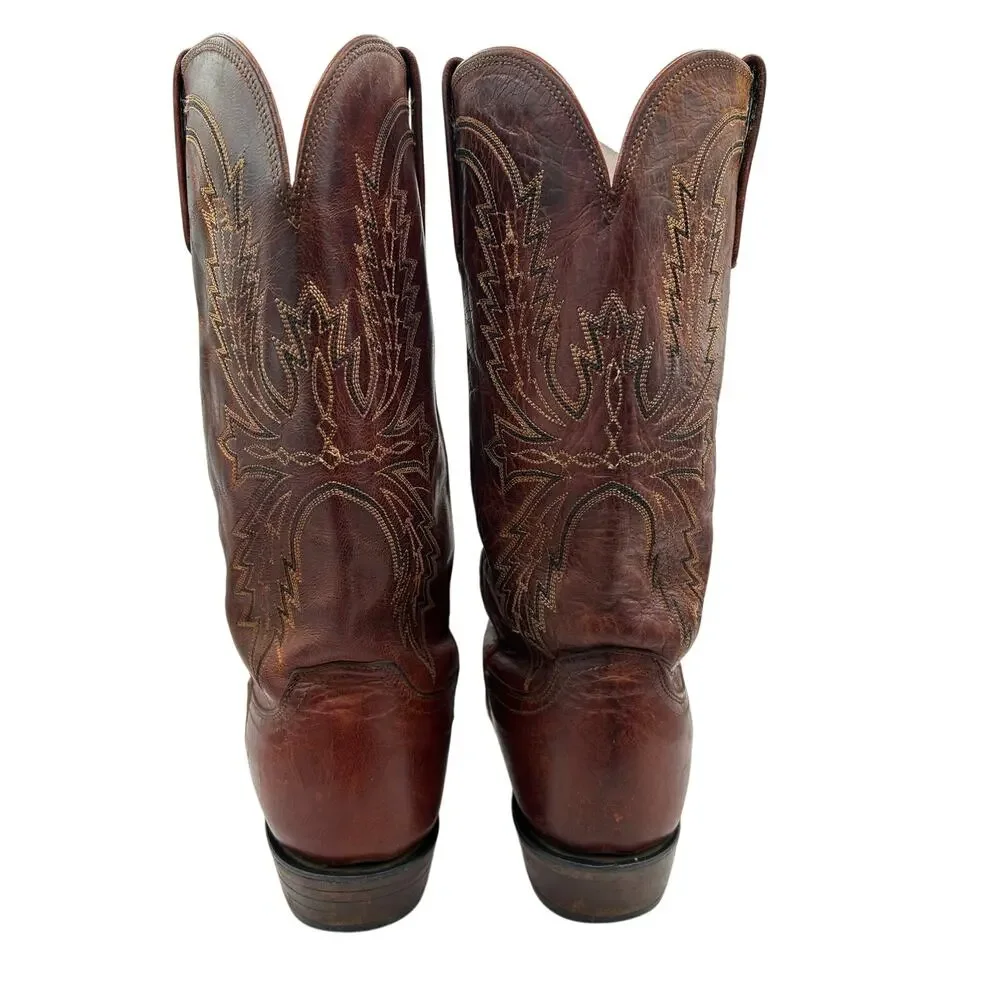 Lucchese 2000 men's western boots Brown exotic leather round toe SZ 10.5 B
